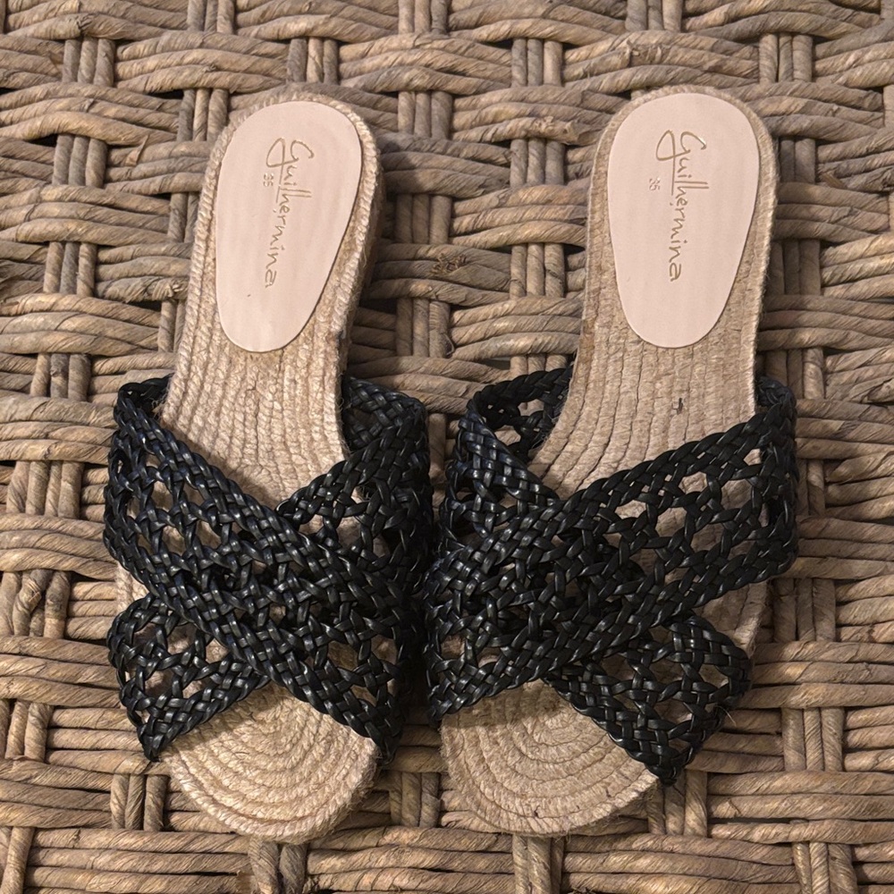 Guillermina Black Woven Espadrille Sandals